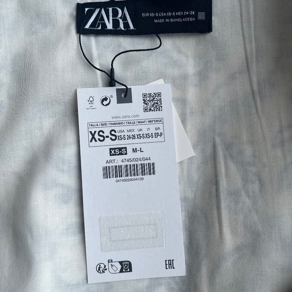 ZARA WOMAN BELTED PARSLEY PRINTED LINEN BLEND KIMONO JACKET BLUE WHITE XS-S‎ - Picture 9 of 10